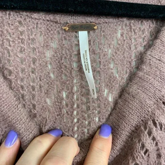 Free People Taupe Open Knit Lightweight Alpaca - Wool Blend Sweater - Small - Picture 5 of 8